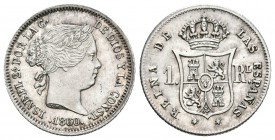 ISABEL II. 1 Real. 1860. Madrid. Cal-422. Ar. 1,35g. EBC+. Escasa así.