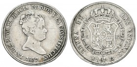 ISABEL II. 4 Reales. 1837. Barcelona PS. Cal-260. Ar. 5,71g. Raya en anverso. MBC-. Escasa.