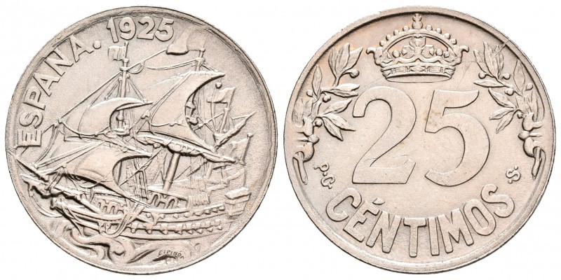 ALFONSO XII. 25 Céntimos. 1925. Madrid PCS. Cal-65. Cu-Ni. 6,84g. Tono. SC.