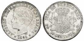 ALFONSO XIII. 10 Centavos. 1896. Puerto Rico PGV. Cal-85. Ar. 2.42g. MBC.