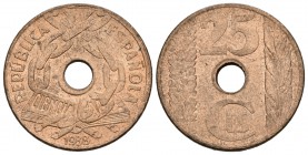 II REPUBLICA. 25 Céntimos. 1938. Madrid. Cal-7. Ae. 4,90g. EBC+.