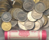 JUAN CARLOS I. Lote compuesto por 76 monedas variadas desde 1975 hasta 1983, incluye cartucho de 1 Peseta de 1983. SC. A EXAMINAR