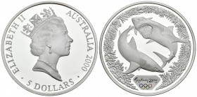 AUSTRALIA. 5 Dollars. 2000. Sydney 200. Tiburones. Ar. 31,42g. PROOF.