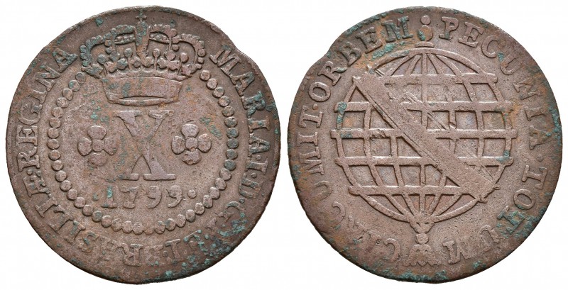 BRASIL. María I. 10 Reis. 1799. Gomes 06.01. Ae. 3,41g. BC+/MBC-.