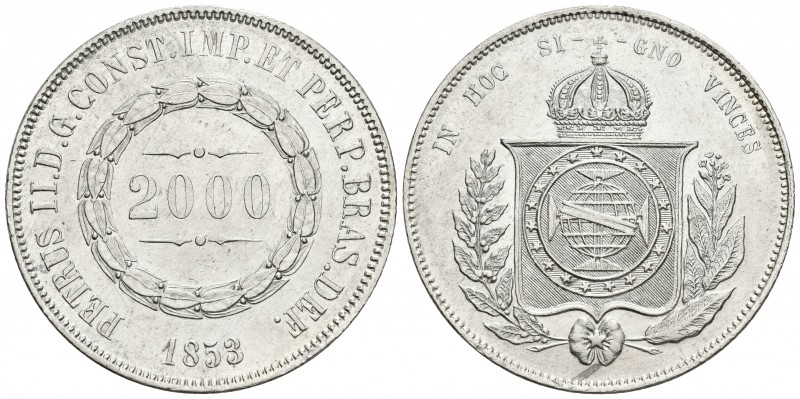 BRASIL. Pedro II. 2000 Reis. 1853. Km#466. Ar. 25,47g. MBC+.