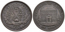 CANADA. 1/2 Penny. 1844. Bank of Montreal. Km#Tn18. Ae. 9,13g. MBC+.