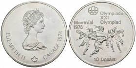 CANADA. 10 Dollars. 1974. Juegos Olímpicos de Montreal 1976. Km#96. Ar. 48,22g. Rayita en reverso. PROOF.