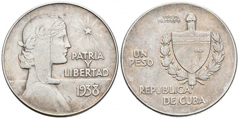 CUBA. 1 Peso. 1938. Km#22. Ar. 26,74g. MBC+.