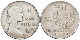 CUBA. 1 Peso. 1938. Km#22. Ar. 26,74g. MBC+.