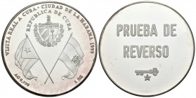 CUBA. 10 Pesos. 1999. Visita Real-Dos pueblos unidos por la historia. PRUEBA DE REVERSO. Km#No cita. Ar. 31,21g. Incluye certificado S.D.F.N. PROOF. R...