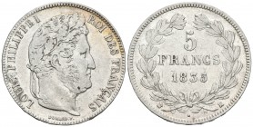 FRANCIA. Louis Felipe I. 5 Francs. 1835. Bordeaux K. Km#794.7. Ar. 24,72g. MBC-.