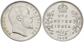 INDIA BRITANICA. Eduard VII. 1 Rupee. 1906. Km#508. Ar. 11,66g. EBC-.