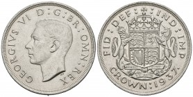 GRAN BRETAÑA. Georgius VI. Crown. 1937. Km#857. Ar. 28,32g. Marquitas en anverso. EBC+