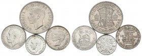GRAN BRETAÑA. Lote compuesto por 4 monedas. Conteniendo: 6 Pence 1932; 1 Shilling 1926; 1 Shilling 1946 y 1/2 Crown 1948. Ar-Cu/Ni. A EXAMINAR.