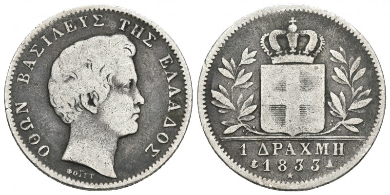 GRECIA. 1 Dracma. 1833. Paris A. Km#15. Ar. 4,27g. BC+.