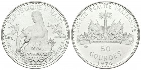 HAITI. 50 Gourdes. 1974. Olimpiadas de Invierno de Innsbruk y Montreal. Km#113.1. Ar. 16,74g. SC.