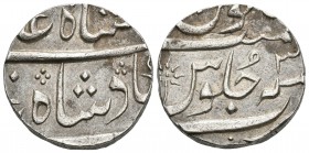 INDIA. Imperio Mughal. Rupia. 1115 H. Ahmadabad. A nombre de Muhammad Shah con título Badshah Ghazi. Km#436.1. Ar. 11,58g. MBC+.