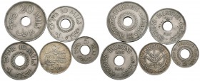 PALESTINA. 5 Mils 1939, 10 Mils 1942 y 1935, 20 Mils 1935 y 50 Mils 1942. Cu/Ni. MBC/EBC.