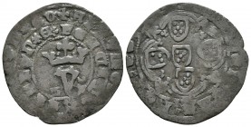 PORTUGAL. Joao I. 1 Real Branco. (1415-1433). Lisboa L. Creciente a la derecha. Gomes No cita. Ve. 2,32g. MBC-. Rara.