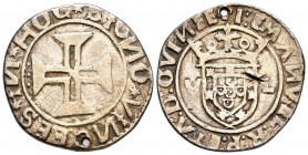 PORTUGAL. Manuel I. Tostao. (1495-1521). Lisboa. Gomes 50.04. Ar. 7,75g. Sobredorada y perforación. MBC.