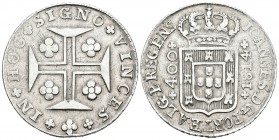 BRASIL. Johannes, Príncipe regente. 400 Reis. 1814. Lisboa. Km#331. Ar. 14,12g. MBC.