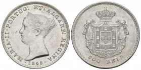 PORTUGAL. María II. 500 Reis. 1848. Gomes 39.14; Km#471. Ar. 14,76g. MBC+.