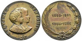 ALFONSO XIII. Medalla. 1895. Filipinas. Campañas de Mindanao. Grabador: Castells. Pérez Guerra 772. Cobre dorado. 11,47g. Anilla eliminada. MBC. Rara....