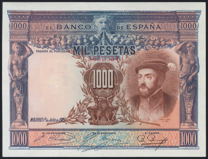 1000 Pesetas. 1 de Julio de 1925. Sin serie. (Edifil 2017: 351). Doblez vertical...