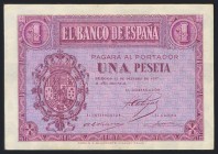 ESPAÑA. 1 Peseta. 12 de Octubre de 1937. Banco de España, Burgos. Serie F. (Edifil 2017: 425a). EBC.
