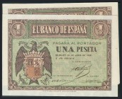 Conjunto de 4 billetes con numeración correlativa de 1 Peseta emitidos el 30 de Abril de 1938, Serie I. (Edifil 2017: 428a). SC.