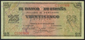 25 Pesetas. 20 de Mayo de 1938. Banco de España, Burgos. Serie C. (Edifil 2017: 430a). MBC.