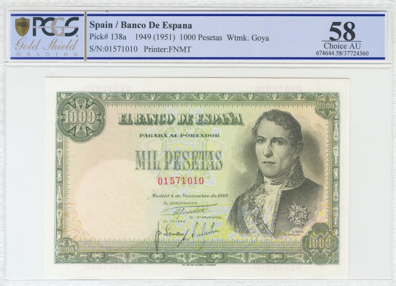 1000 Pesetas. 4 de Noviembre de 1949. Sin serie. (Edifil 2017: 458 y Pick: 138a)...