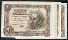 Conjunto de 6 billetes de 1 Peseta emitidos el 19 de Noviembre de 1951, serie S (Edifil 2017: 461a). SC.