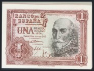 Conjunto de 10 billetes de 1 Peseta de la emisión de 22 de Julio de 1953 (Edifil 2017: 465a), con numeración correlativa y serie P. SC.