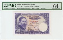 25 Pesetas. 22 de Julio de 1954. Serie C. (Edifil 2017: 467a). Encapsulado PMG64. SC.