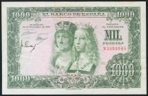 1000 Pesetas. 29 de Noviembre de 1957. Firma del cajero calcada al dorso. Serie N. (Edifil 2017: 469b). MBC+.