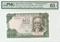 1000 Pesetas. 17 de Septiembre de 1971. Sin serie. (Edifil 2017: 474). Encapsulado PMG65EPQ. SC.