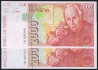 2000 Pesetas. 24 de Abril de 1992. Pareja correlativa. Serie 1W. (Edifil 2017: 482Aa). SC.