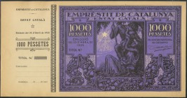 EMPRESTIT DE CATALUNYA. ESTAT CATALA. 25, 100, 500 y 1000 Pessetes. 23 de Abril de 1925. (el 25 pts al dorso sólo está impreso el color azul correspon...
