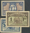 ALMANSA (ALBACETE). 50 Céntimos y 1 Peseta. (1937ca). Se incluye una prueba del reverso del 1 Peseta en color azul y marrón. Sin serie. (González: 549...