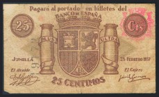 JUMILLA (MURCIA). 25 Céntimos. 25 de Noviembre de 1937. (González: 3070). RC.
