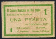 DON BENITO (BADAJOZ). 1 Peseta. (Montaner: 594-D, González: 2240). Ligera rotura. MBC-. Raro.