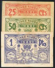 LINARES (JAEN). Serie completa del 25 Céntimos, 50 Céntimos y 1 Peseta. (1937ca). (González: 3161/63). EBC.