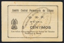 MOTRIL (GRANADA). 5 Céntimos. (1937ca). (González: 3747). BC.