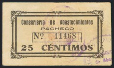 PACHECO (MURCIA). 25 Céntimos. (1937ca). (González: 4019). MBC.