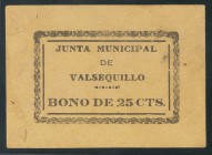 VALSEQUILLO (CORDOBA). Bono de 25 Céntimos. (Montaner: 1534-A, González: 5410). MBC+. Muy raro.