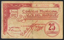 VISO DEL MARQUES (CIUDAD-REAL). 25 Céntimos. 1937. (González: 5783). BC.
