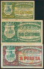 YECLA (MURCIA). Serie completa de 25 Céntimos, 50 Céntimos y 1 Peseta. Julio de 1937. (González: 5807/09). MBC.