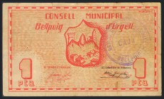BELLPUIG D´URGELL (LERIDA). 1 Peseta. (1937ca). (González: 6982). MBC.