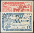 BERGA (BARCELONA). 50 Céntimos y 1 Peseta. 10 de Mayo de 1937. (González: 7037/38). MBC.